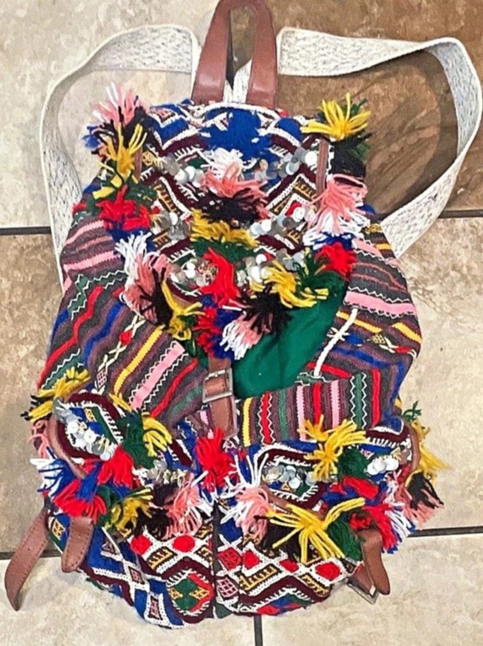 Anthropologie Jasper & Jeera RARE Embroidered Fringe Tote in Multicolor